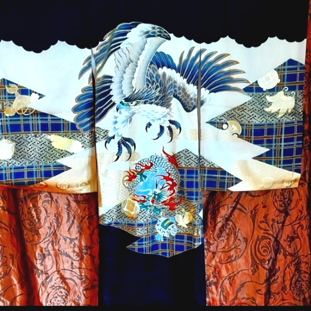 Antique japanese kimono for display 100% silk